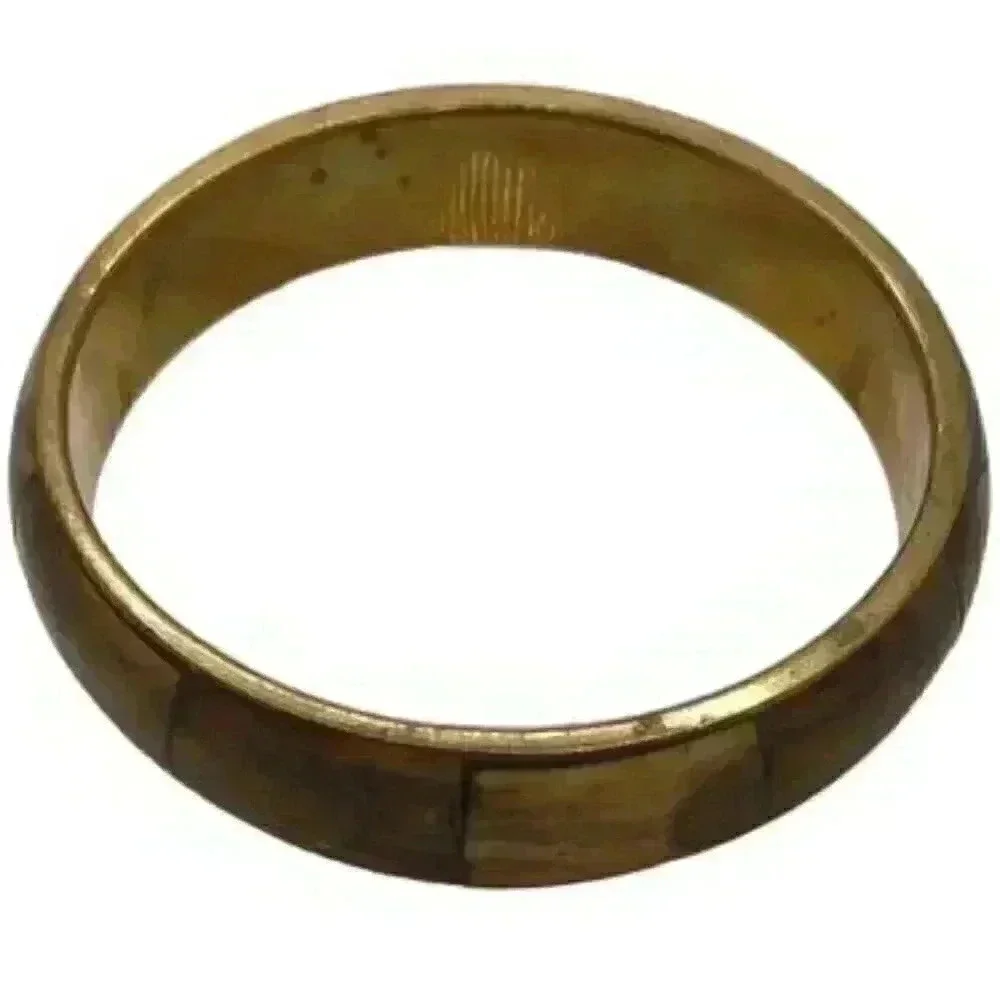 Gara Danielle Brass & Wood Look Bangle Bracelet & Turquoise Bead Bracelet Set